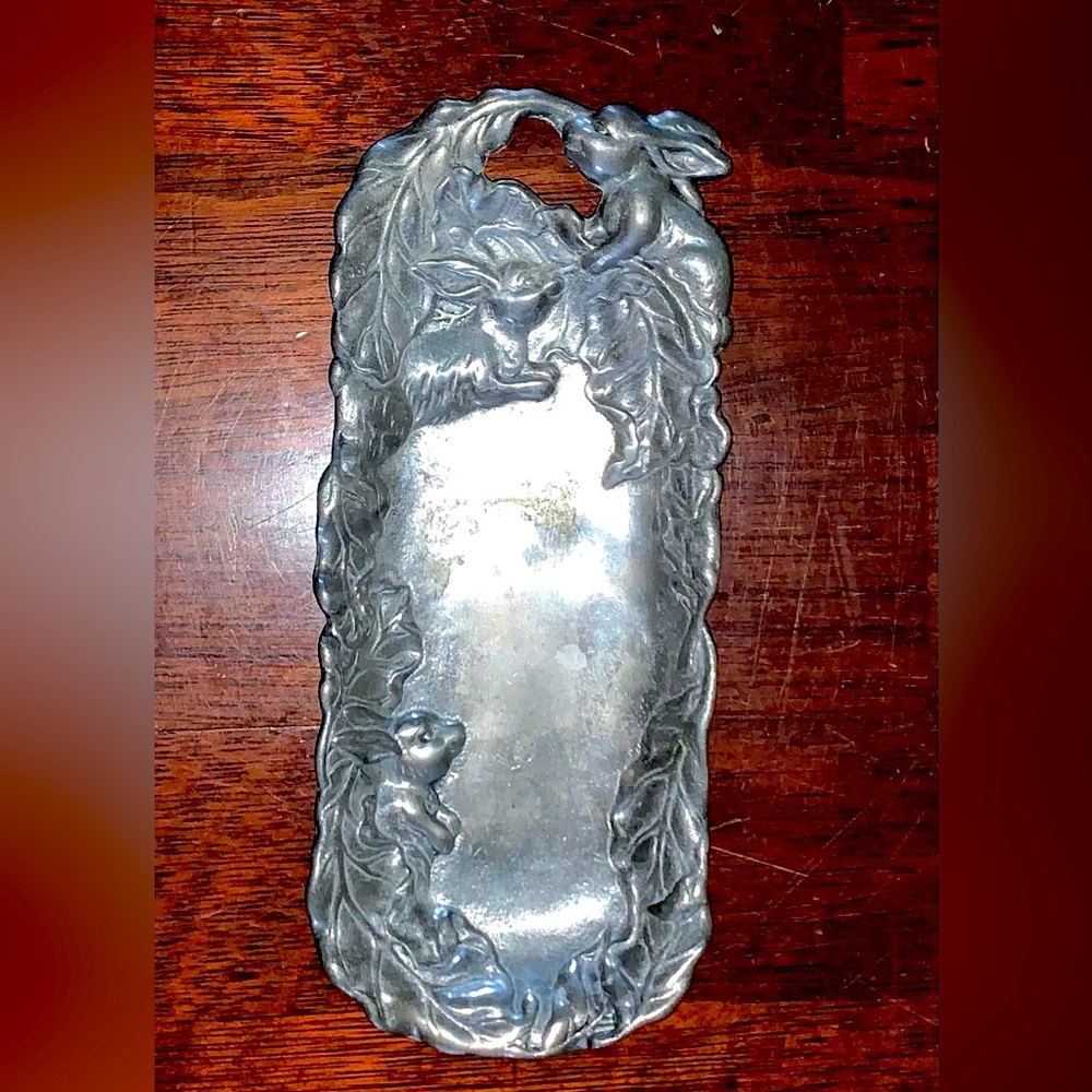 VINTAGE ARTHUR COURT Bunny silver dish platter